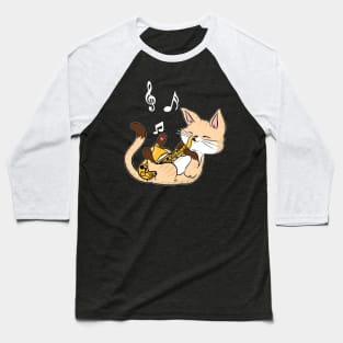 Saxophone Music Cat T-Shirt Funny Pet Gift Idea Baseball T-Shirt